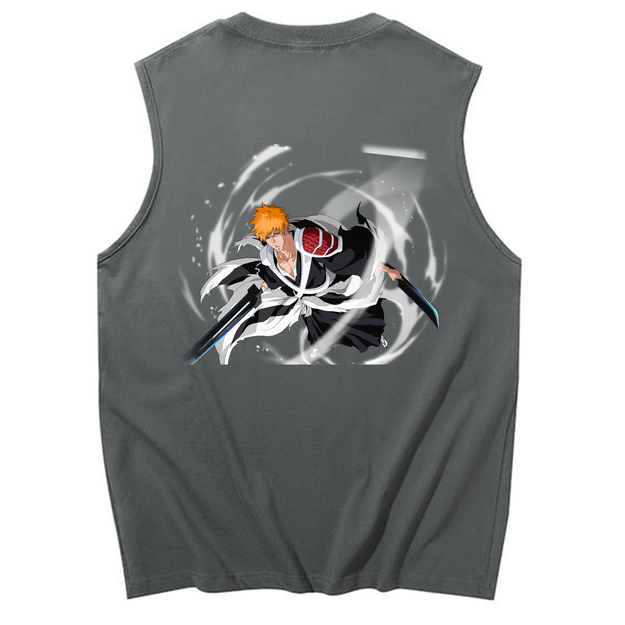 （画像用） ブリーチ 黒崎一護（くろさき いちご）BLEACH Kurosaki Ichigo コットン100％タンクトップ（背面プリント）